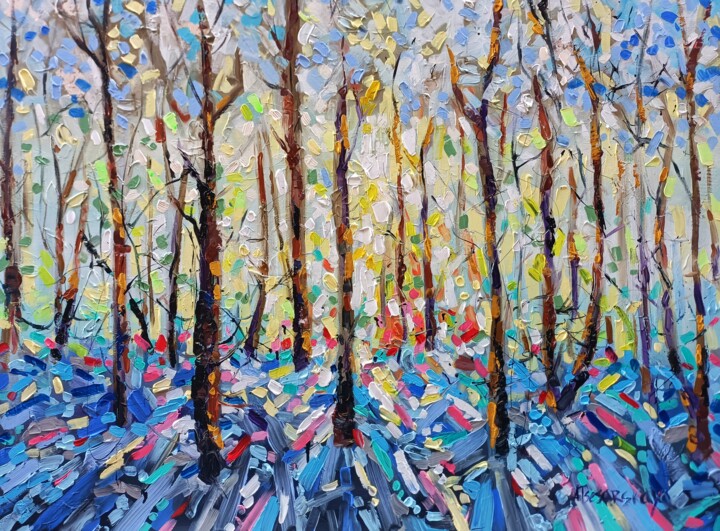 Winter morning - winter tree Painting, 35.8x48 in