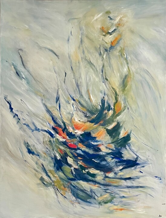 Painting titled "L'envol" by Dari Jullien Ing, Original Artwork, Oil Mounted on Wood Stretcher frame