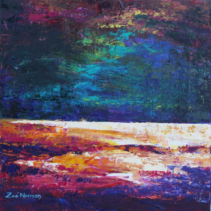 Pintura intitulada "Black Sky" por Zoe Norman, Obras de arte originais, Óleo Montado em Armação em madeira