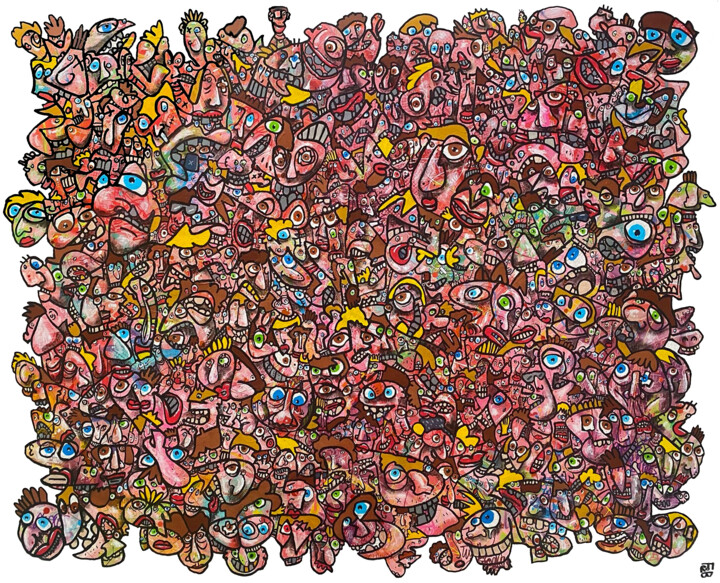 crowd 绘画, 47.2x59.1 in