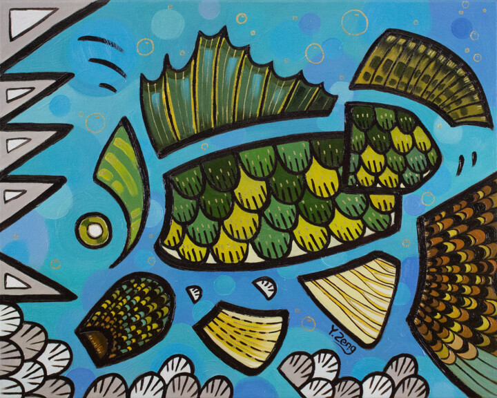 Freshwater fishes Walleye 绘画, 16x20 in