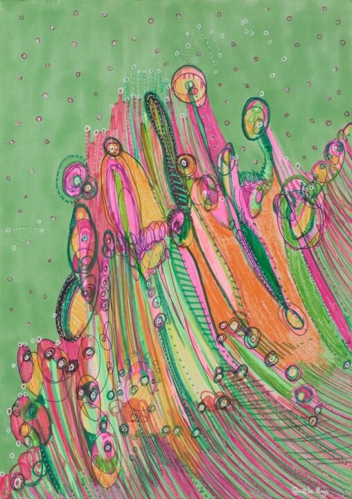 图画 标题为“Growing Structures” 由Pamela Rys, 原创艺术品, 墨