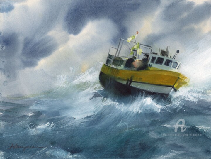 Peinture intitulée "Chalut 2" par Sylvie Vernageau, Œuvre d'art originale, Aquarelle