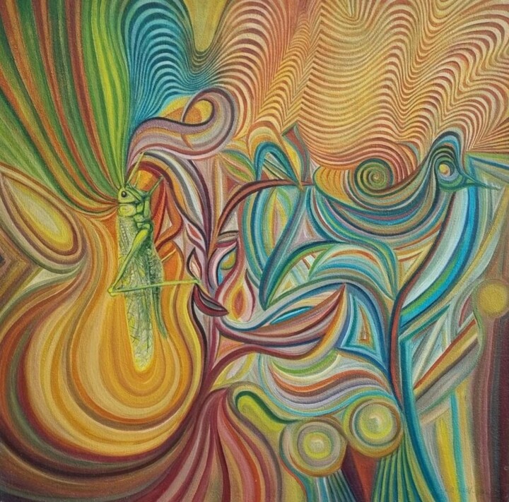Ondes hululent et stridulent 绘画, 23.6x23.6 in
