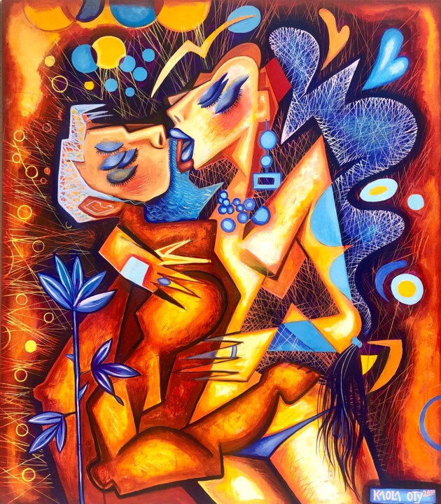 Sweet kissing 绘画, 27.6x23.6 in
