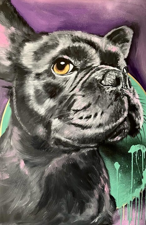 Ζωγραφική με τίτλο "French Bulldog" από Jan Poncelet, Αυθεντικά έργα τέχνης, Ακρυλικό