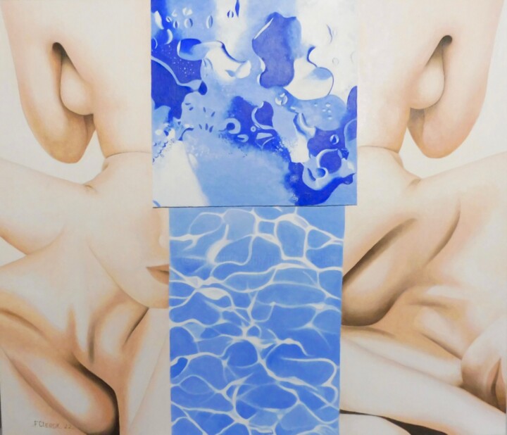 Painting titled "La vie" by Françoise Clercx, Original Artwork, Oil Mounted on Wood Stretcher frame