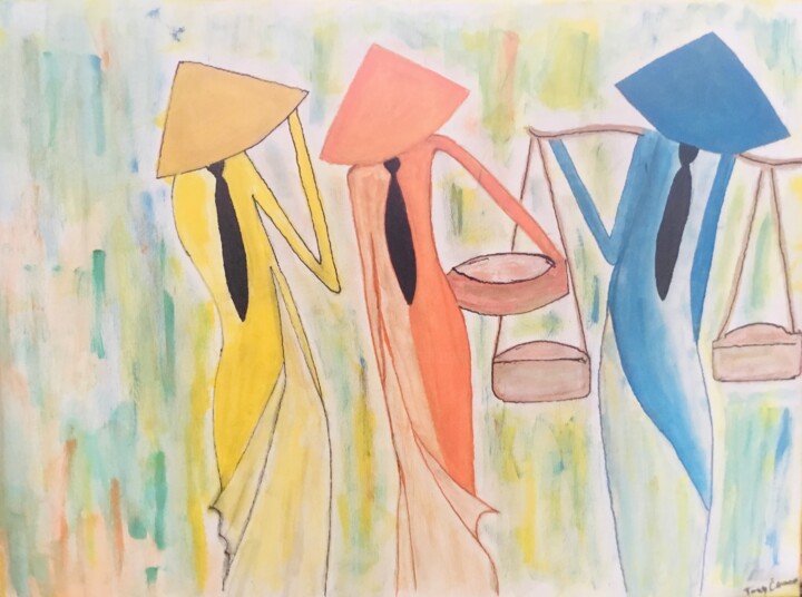 Unit # 1039 “Vietnamese Sisters” 绘画, 18x24 in