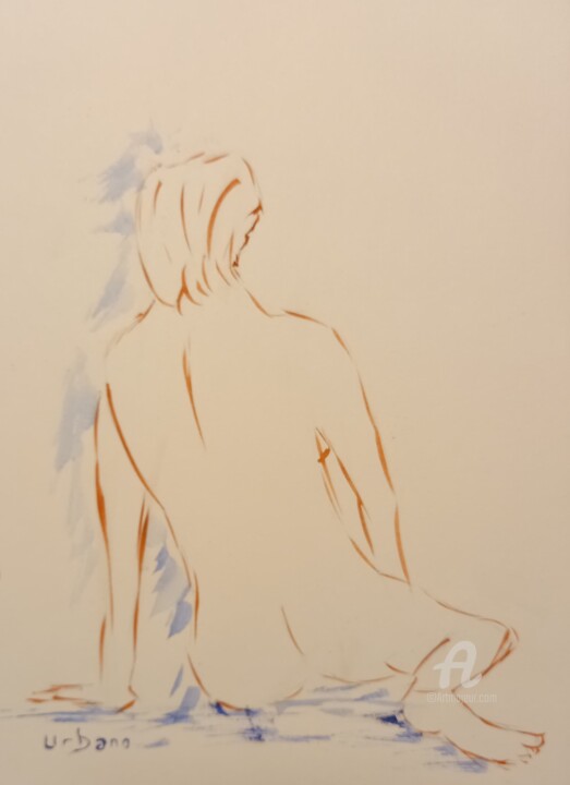 Femme nu de dos 绘画, 8.7x6.7 in