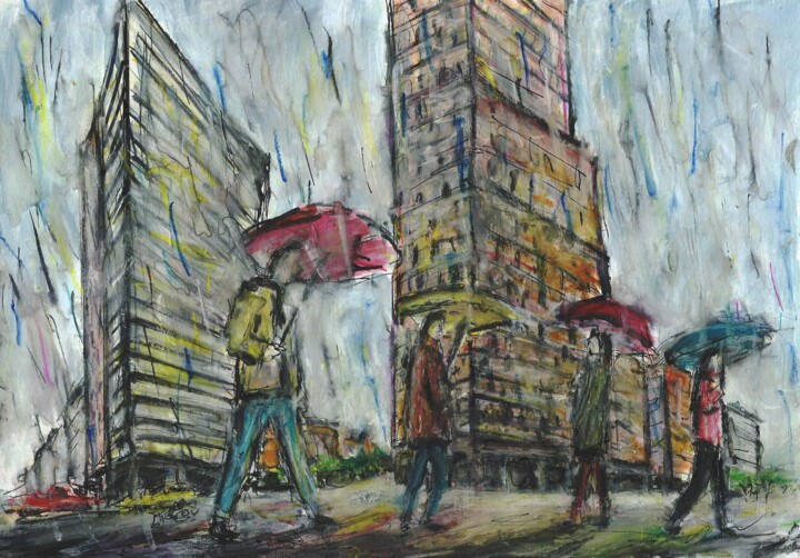 Rainy Day in Berlin 图画, 8.3x12.2 in