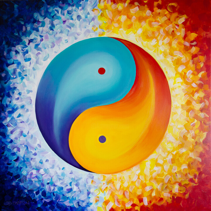 Finding Balance Tao - Yin Yang - Sun Moon 绘画, 30x30 in