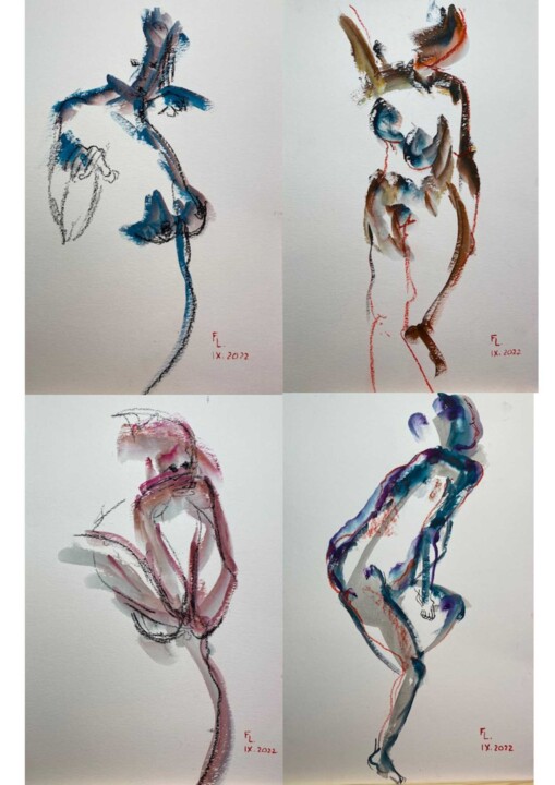 4 DESSINS FEMMES JE T'AIME 6 图画, 25.6x19.7 in