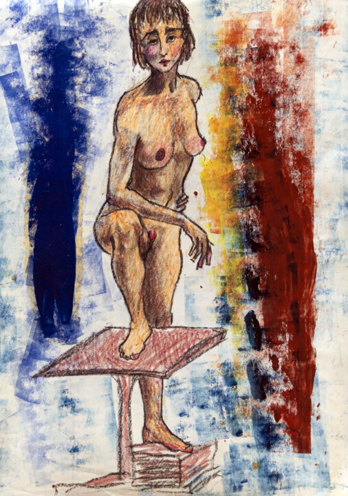 donna in piedi 绘画, 27.6x19.7 in