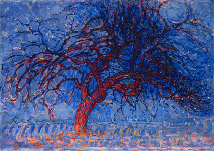 「L'arbre rouge」というタイトルの絵画 Piet Mondrianによって, オリジナルのアートワーク, オイル