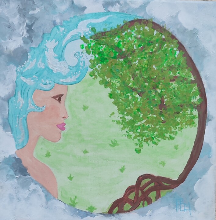 l'humanité appartient à la Nature 绘画, 11.8x11.8 in