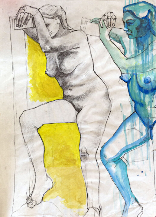 Donna e Modella 绘画, 27.6x19.7 in
