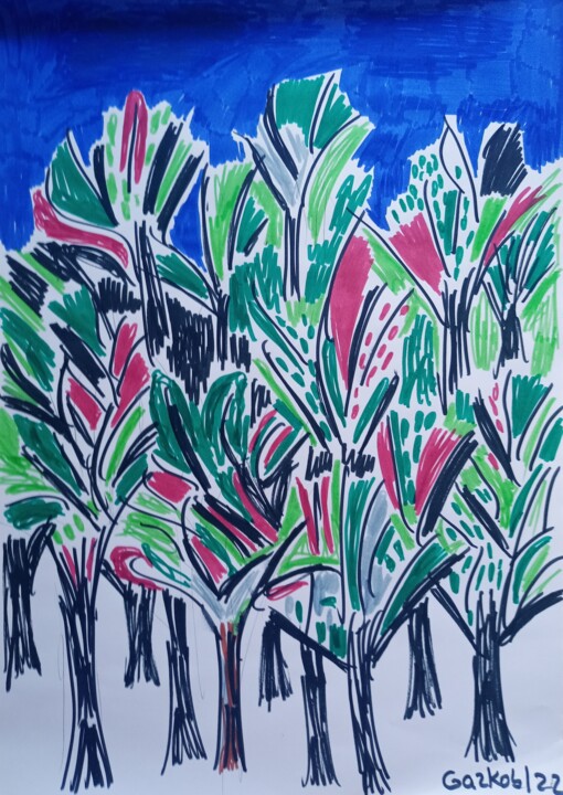 Woods - les bois Drawing, 16.5x11.8 in