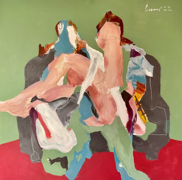 pareja en sofa 2 绘画, 39.4x39.4 in
