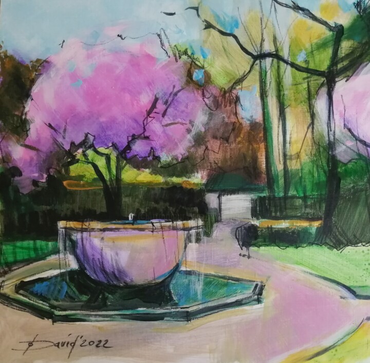Malerei mit dem Titel "Printemps dans le p…" von Olga David, Original-Kunstwerk, Acryl