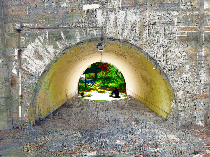 Painting titled "Through Tunnel Brid…" by Tony Rubino, Original Artwork, Acrylic Mounted on Wood Stretcher frame