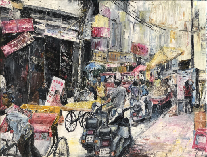 Pintura intitulada "CROWD2" por Saif Ahmad, Obras de arte originais, Óleo