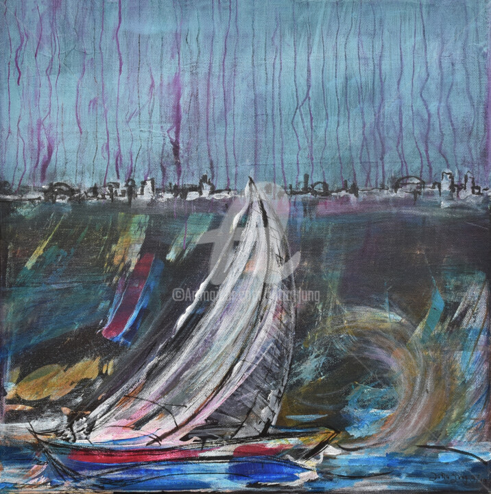 The Storm - Im Sturm 绘画, 15.8x15.8 in