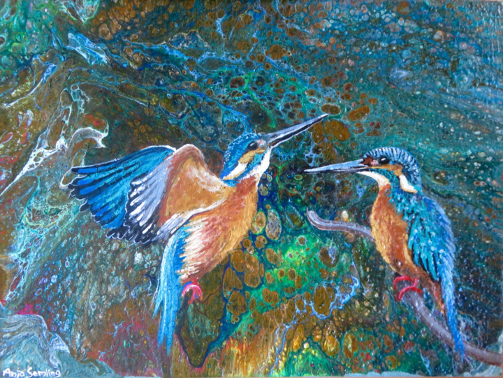 Eisvogel-Duo I Kaiserstuhl 绘画, 11.8x15.8 in