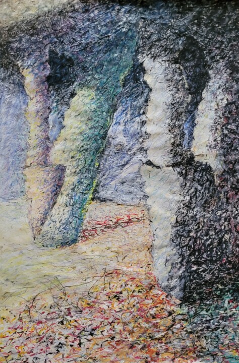 Drawing titled "Un Jour Ailleurs" by Yves De Smet, Original Artwork, Pastel