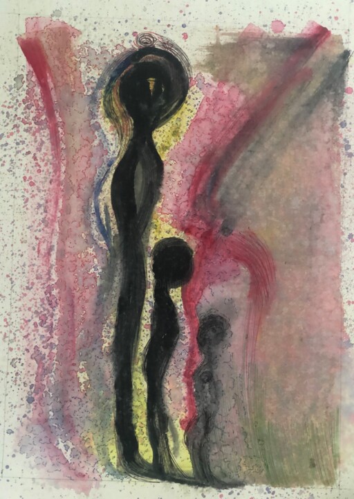 Pintura intitulada "REFLECTION" por Saif Ahmad, Obras de arte originais, Caneta de gel