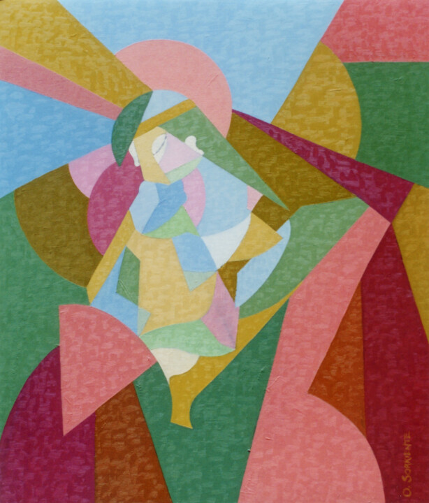 Virgen con niño 绘画, 23.6x19.7 in