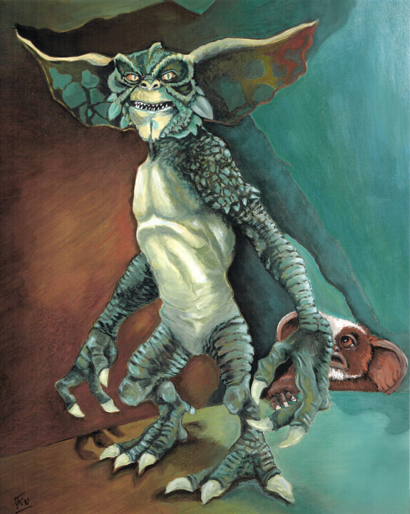 Gremlins et Gizmo 绘画, 11.4x9.1 in