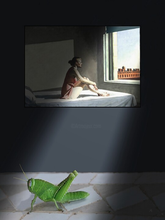 Digital Arts titled "EDWARD'S HOPPER" by Astr, Original Artwork, Photo Montage Mounted on Aluminium