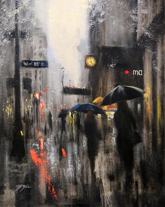 Macy's Rainy Day Walkers 绘画, 30x24 in