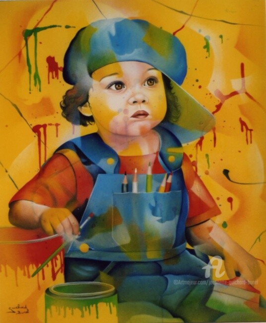 Peinture intitulée "gribouille" par Jeannette Guichard-Bunel, Œuvre d'art originale, Autre