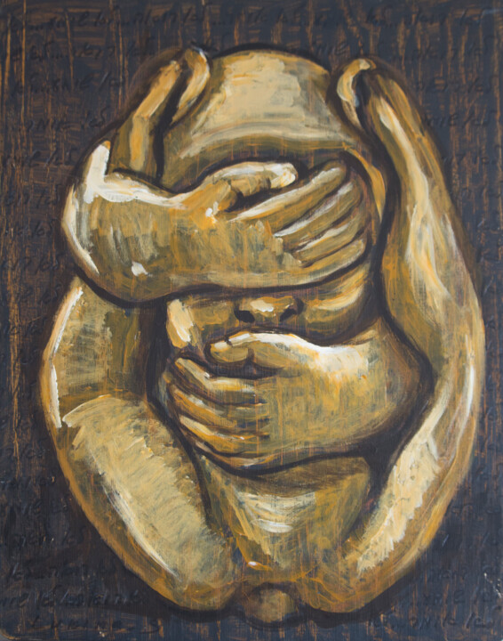 see nothing... hear nothing... say nothing... 绘画, 15.4x11.4 in