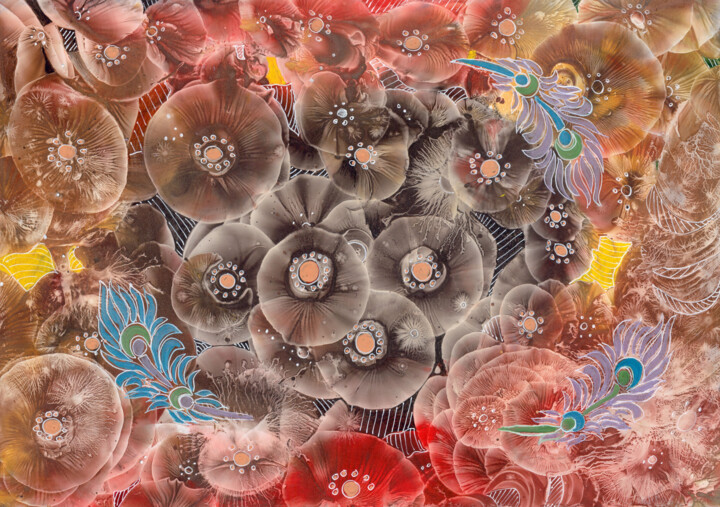 「Autumn」というタイトルの絵画 Danguole Serstinskajaによって, オリジナルのアートワーク, グワッシュ水彩画
