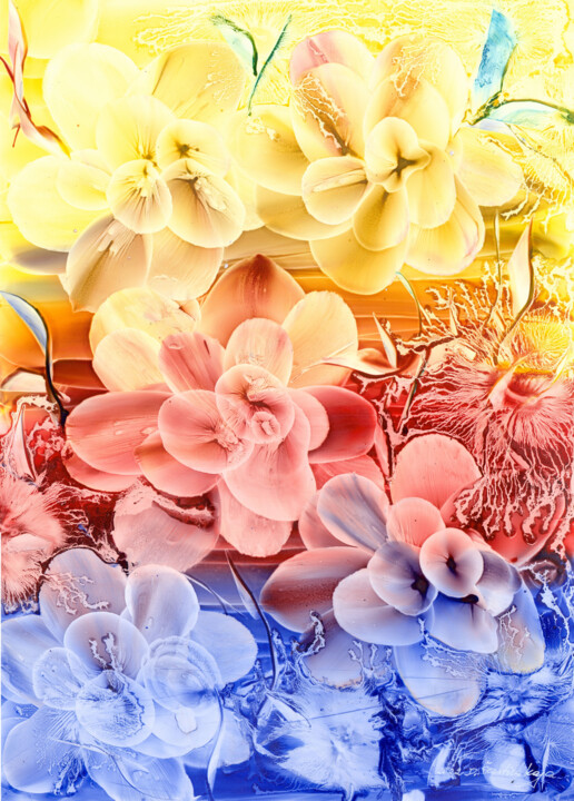 Schilderij getiteld "Flowers VI" door Danguole Serstinskaja, Origineel Kunstwerk, Gouache