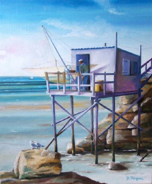 Pintura intitulada "Le carrelet" por Dominique Pineau, Obras de arte originais