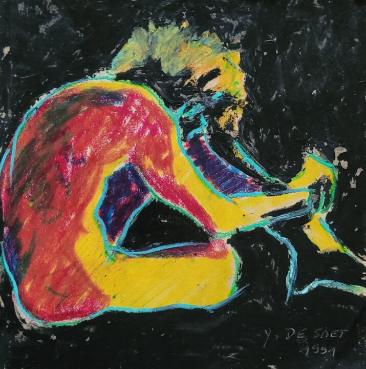 Drawing titled "Étude 1" by Yves De Smet, Original Artwork, Pastel