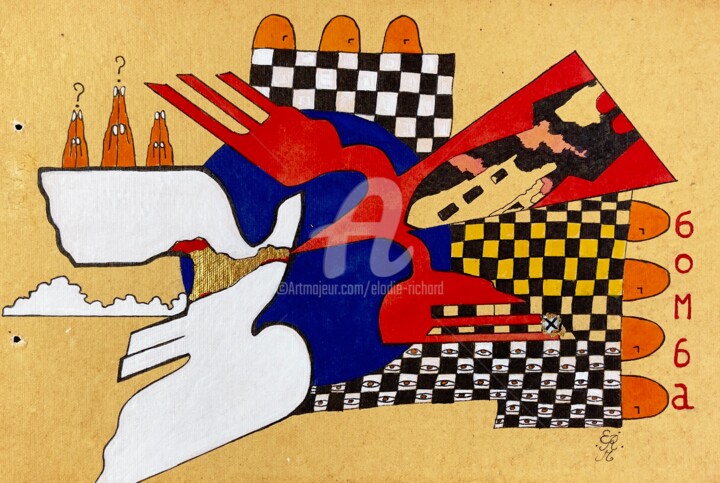 Pintura intitulada "The Bombings (origi…" por Elodie M. Richard, Obras de arte originais, Tinta