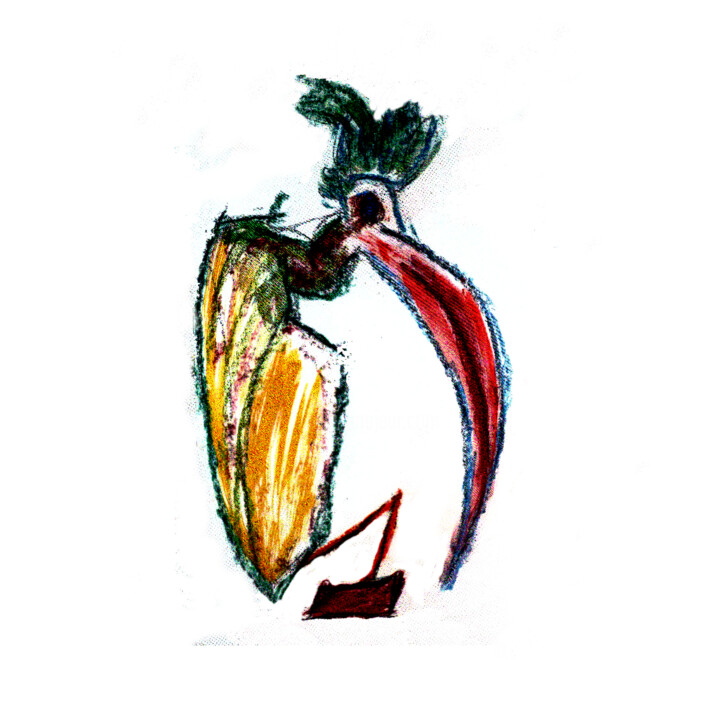 Héron méditatif... en plein doute ...pauvre bête ! 绘画, 21.3x21.7 in