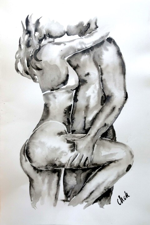 Lovers VII 绘画, 22.1x14.6 in