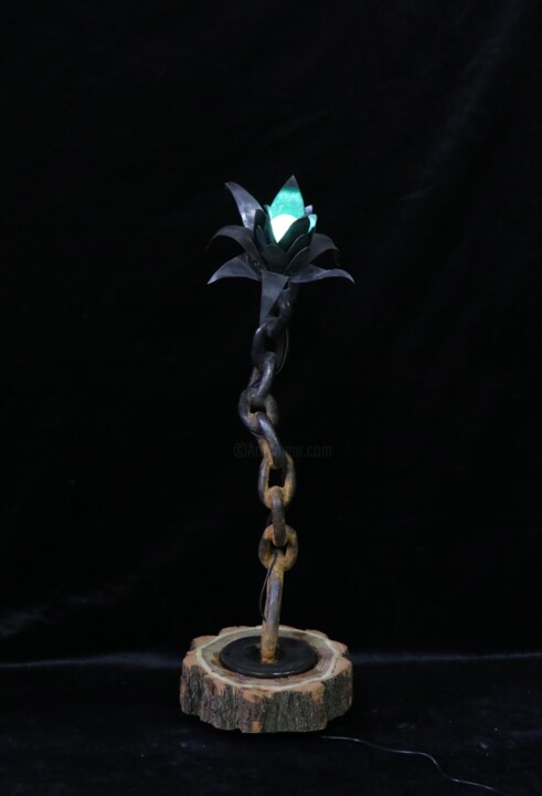 Sculpture titled "Landfill Flower" by Alex Tenko, Original Artwork, Metals