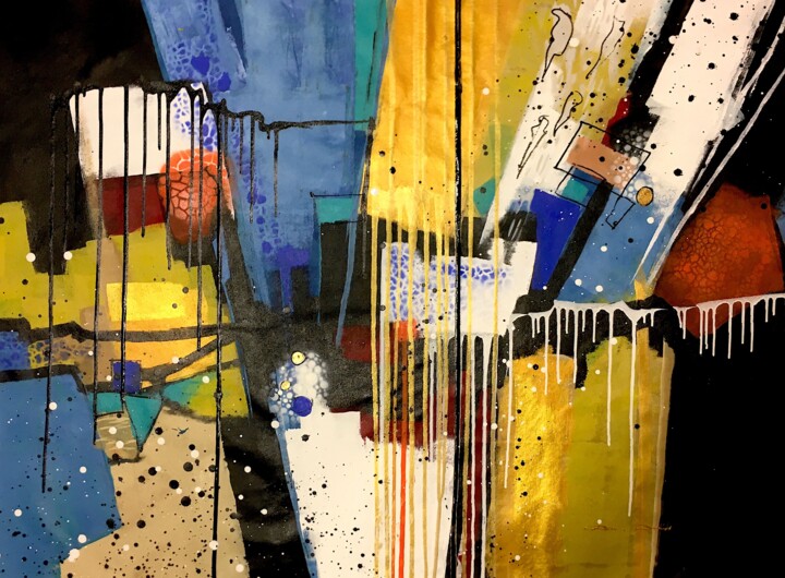 Peinture intitulée "Golden dream" par Dam Domido, Œuvre d'art originale, Acrylique