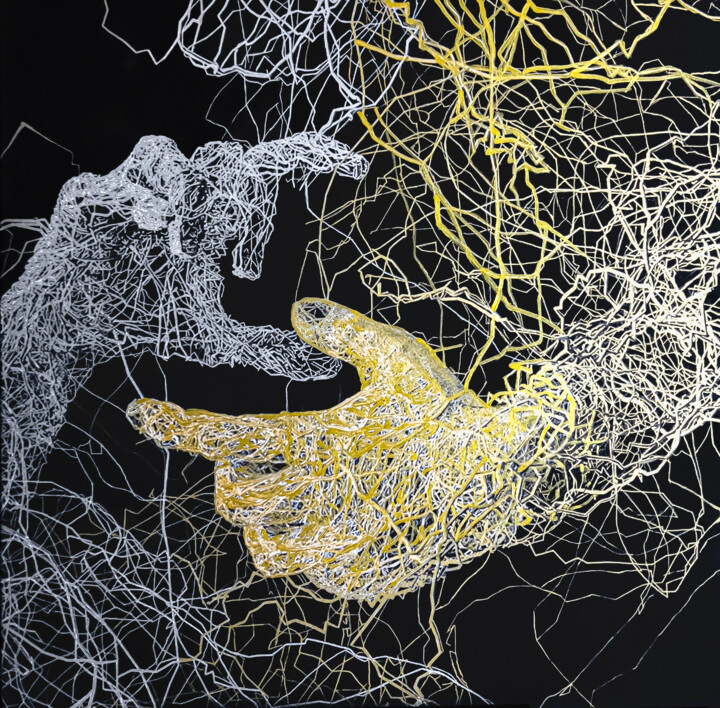 Painting titled "Unwind Wires" by Mahfuzur Rahman, Original Artwork, Acrylic