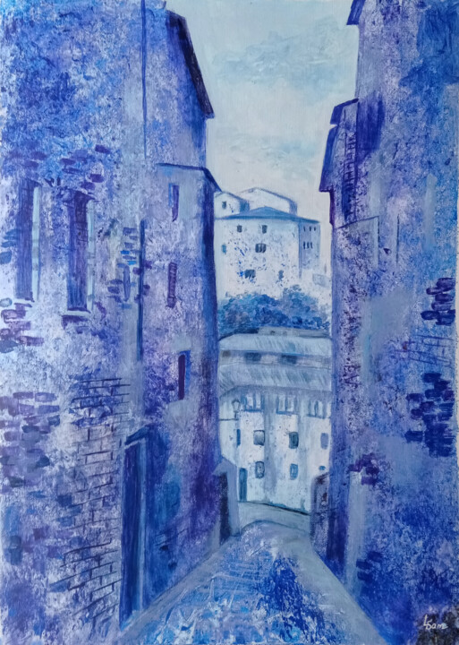 Pintura intitulada "Blue dusk in the ol…" por Liubov Samoilova, Obras de arte originais, Acrílico
