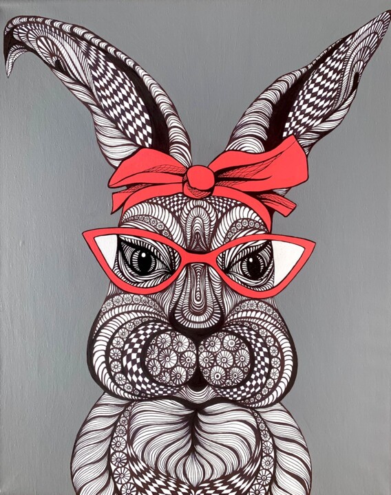 CHRISTMAS RABBIT 绘画, 19.7x15.8 in