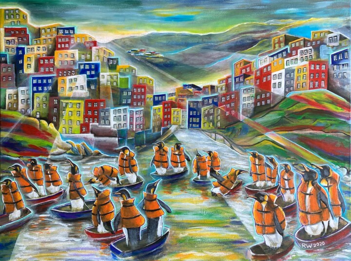 Painting titled "Migration" by René Wissink, Original Artwork, Acrylic