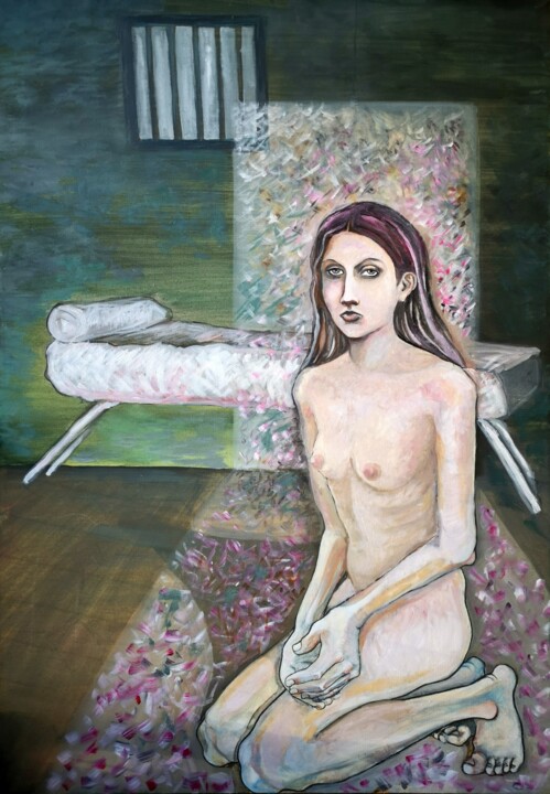 NAKED WOMAN IN PRISON 绘画, 39.4x27.6 in