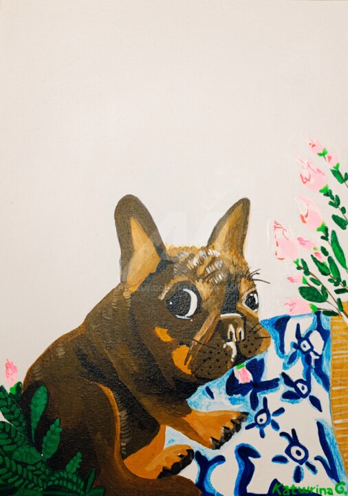 Dog mops 绘画, 13.4x8.3 in